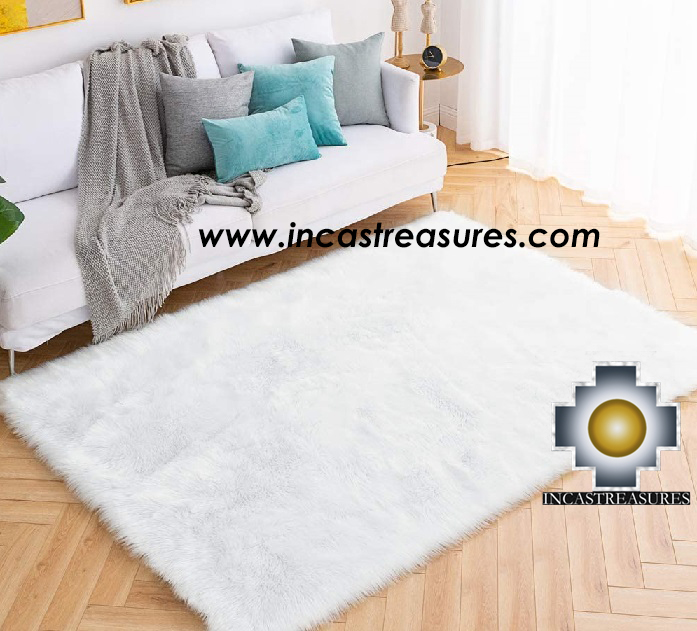 100 Baby Alpaca fur Rug Borderless white, free shipping